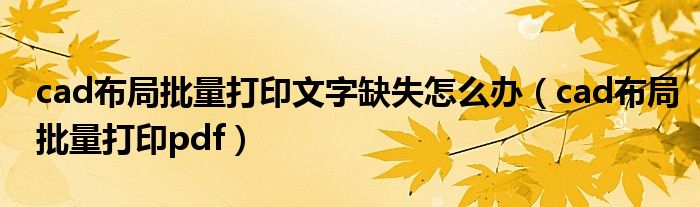 cad布局批量打印文字缺失怎么办（cad布局批量打印pdf）