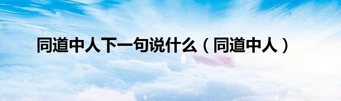 同道中人下一句说什么（同道中人）