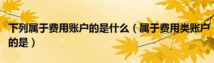 下列属于费用账户的是什么（属于费用类账户的是）