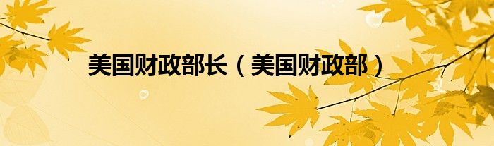 美国财政部长（美国财政部）