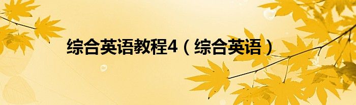综合英语教程4（综合英语）
