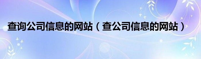 查询公司信息的网站（查公司信息的网站）