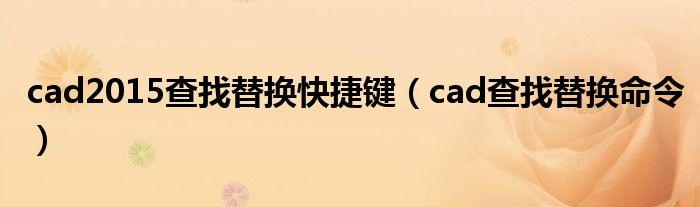 cad2015查找替换快捷键（cad查找替换命令）