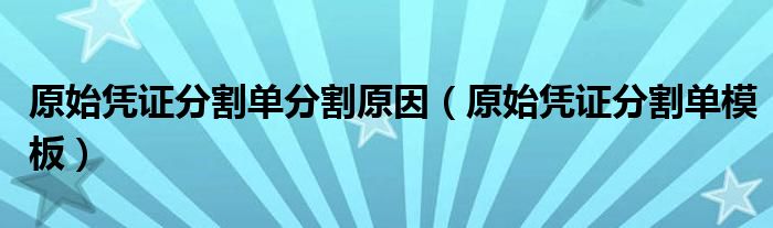 原始凭证分割单分割原因（原始凭证分割单模板）