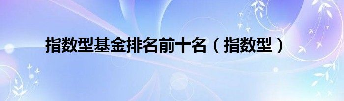 指数型基金排名前十名（指数型）