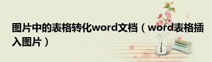 图片中的表格转化word文档（word表格插入图片）