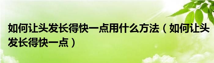 如何让头发长得快一点用什么方法（如何让头发长得快一点）