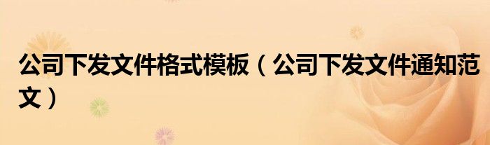 公司下发文件格式模板（公司下发文件通知范文）
