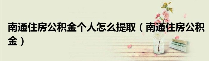 南通住房公积金个人怎么提取（南通住房公积金）