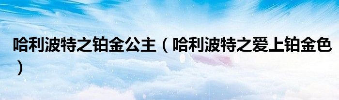 哈利波特之铂金公主（哈利波特之爱上铂金色）
