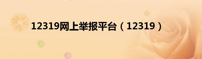 12319网上举报平台（12319）