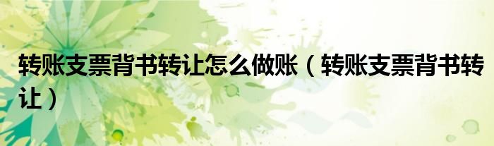 转账支票背书转让怎么做账（转账支票背书转让）