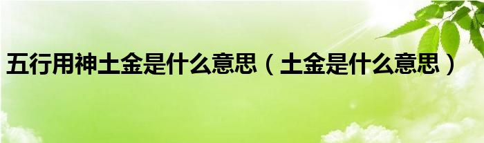 五行用神土金是什么意思（土金是什么意思）