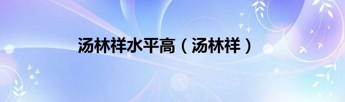 汤林祥水平高（汤林祥）