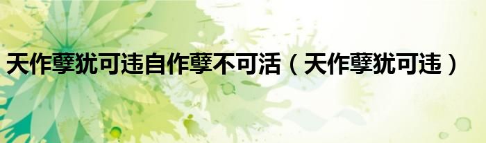 天作孽犹可违自作孽不可活（天作孽犹可违）