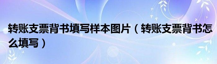 转账支票背书填写样本图片（转账支票背书怎么填写）
