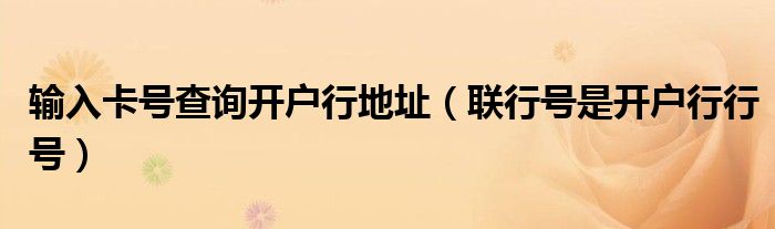 输入卡号查询开户行地址（联行号是开户行行号）