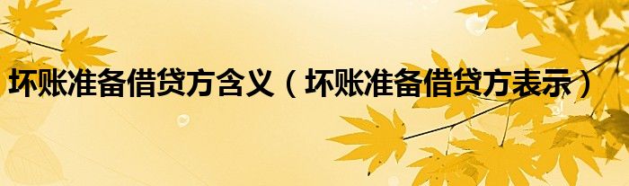 坏账准备借贷方含义（坏账准备借贷方表示）