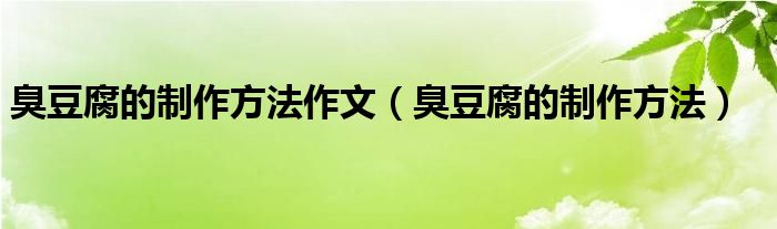 臭豆腐的制作方法作文（臭豆腐的制作方法）