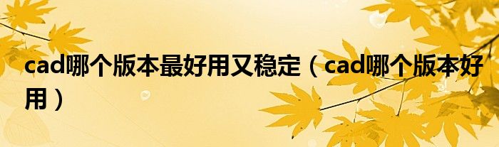 cad哪个版本最好用又稳定（cad哪个版本好用）