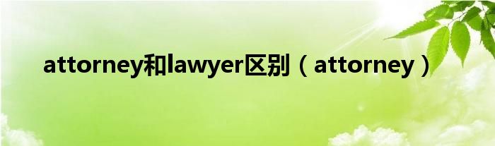 attorney和lawyer区别（attorney）