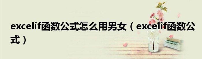 excelif函数公式怎么用男女（excelif函数公式）