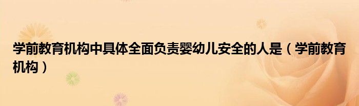 学前教育机构中具体全面负责婴幼儿安全的人是（学前教育机构）