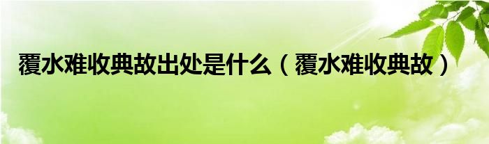覆水难收典故出处是什么（覆水难收典故）