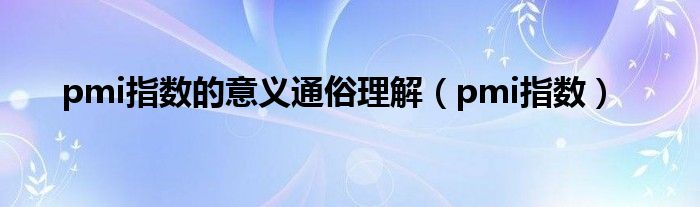pmi指数的意义通俗理解（pmi指数）