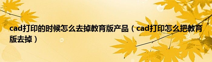 cad打印的时候怎么去掉教育版产品（cad打印怎么把教育版去掉）