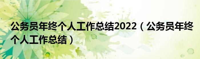 公务员年终个人工作总结2022（公务员年终个人工作总结）