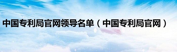 中国专利局官网领导名单（中国专利局官网）