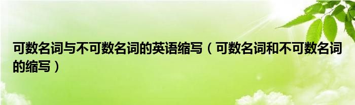 可数名词与不可数名词的英语缩写（可数名词和不可数名词的缩写）