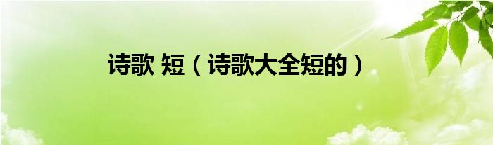 诗歌 短（诗歌大全短的）