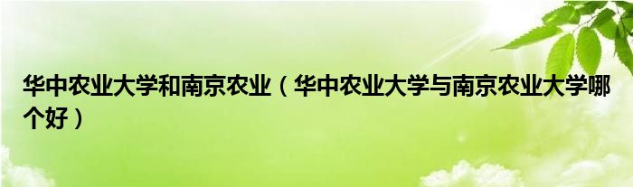 华中农业大学和南京农业（华中农业大学与南京农业大学哪个好）