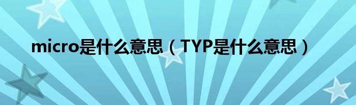 micro是什么意思（TYP是什么意思）