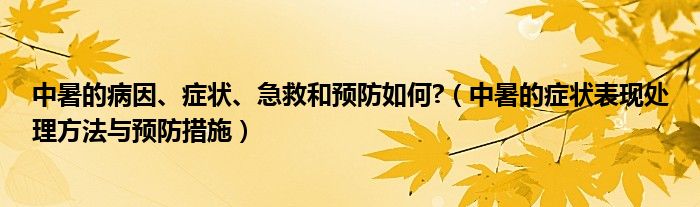 中暑的病因、症状、急救和预防如何?（中暑的症状表现处理方法与预防措施）
