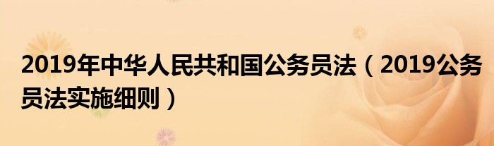 2019年中华人民共和国公务员法（2019公务员法实施细则）