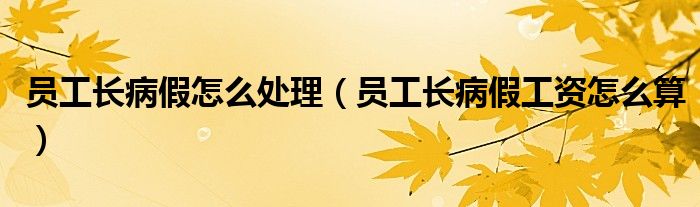 员工长病假怎么处理（员工长病假工资怎么算）