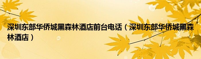 深圳东部华侨城黑森林酒店前台电话（深圳东部华侨城黑森林酒店）