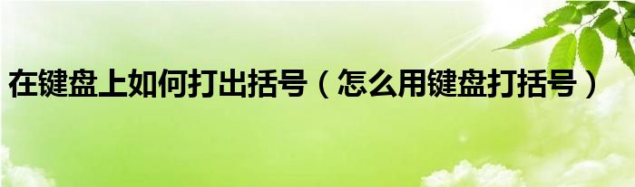在键盘上如何打出括号（怎么用键盘打括号）