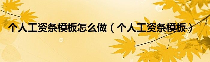 个人工资条模板怎么做（个人工资条模板）