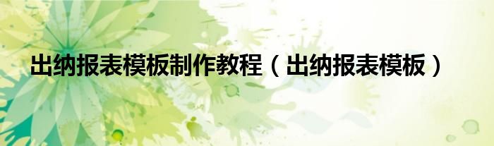 出纳报表模板制作教程（出纳报表模板）