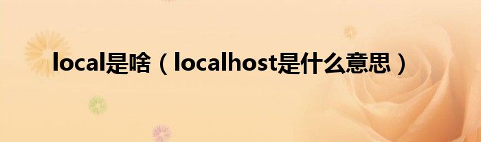 local是啥（localhost是什么意思）