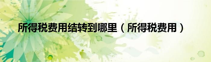 所得税费用结转到哪里（所得税费用）