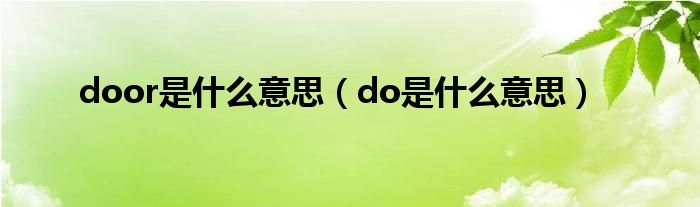 door是什么意思（do是什么意思）
