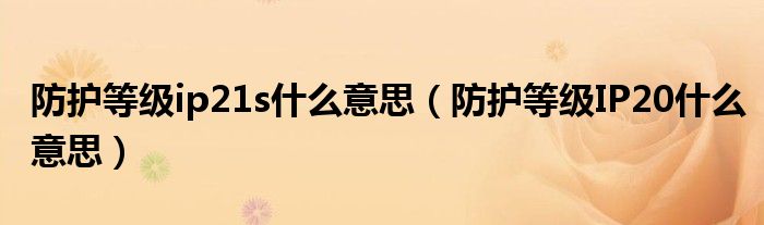 防护等级ip21s什么意思（防护等级IP20什么意思）
