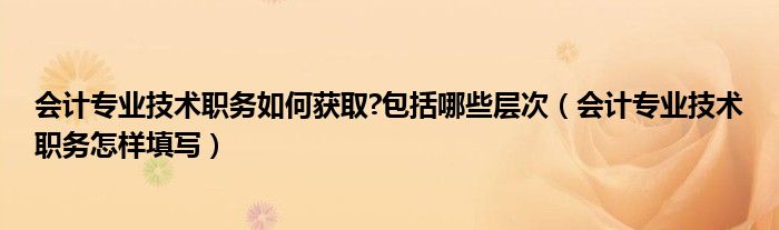 会计专业技术职务如何获取?包括哪些层次（会计专业技术职务怎样填写）