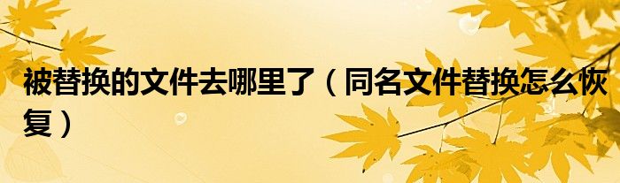 被替换的文件去哪里了（同名文件替换怎么恢复）