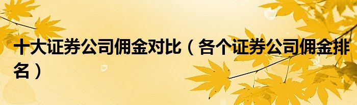 十大证券公司佣金对比（各个证券公司佣金排名）